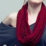 Red Infinity Scarf Infiniti Crochet Cowl Womens..